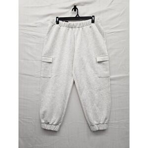 Express Womens Cargo Jogger Pants Gray Poly Blend Casual Relaxed Size‎ XL